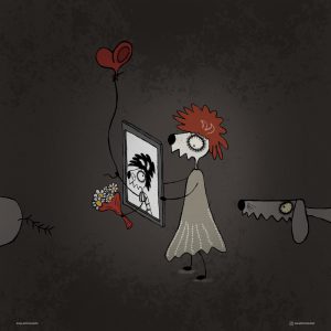 Illustrazione di Valerio Magini - Wolfina e il quadro animato - versione in scuro