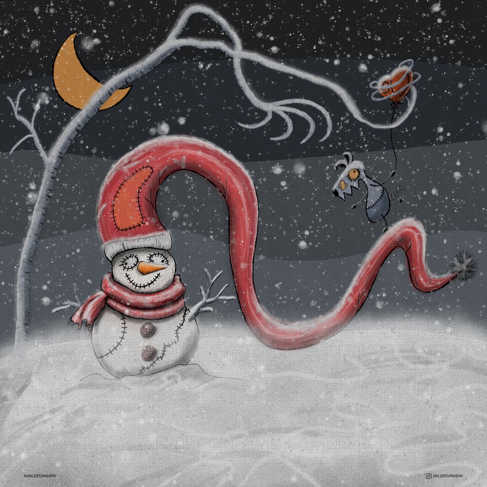 L'uomo di neve, la betulla e il piccolo Wolfy - Clip0057 - illustrazione di Valerio Magini