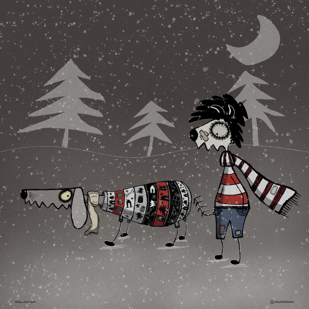 Millo e Wolfy ... la passeggiata di Natale - Clip0066 - illustrazione di Valerio Magini